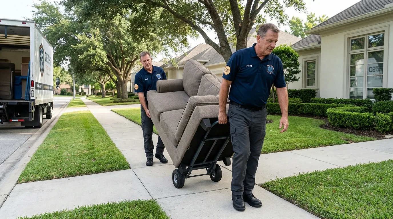 Local residential moving crew loading furniture in Closter, NJ
